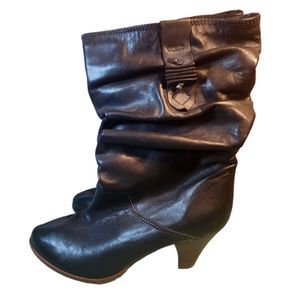 Catleia Shoes Vintage Boots  Mid Calf Slouch Black Womens 8M